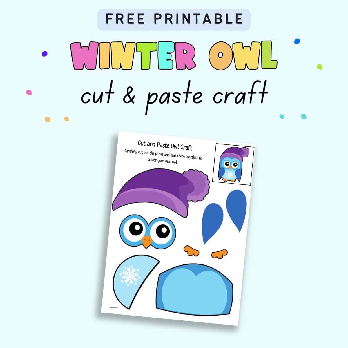 free printable winter owl and paste craft - the artisan life